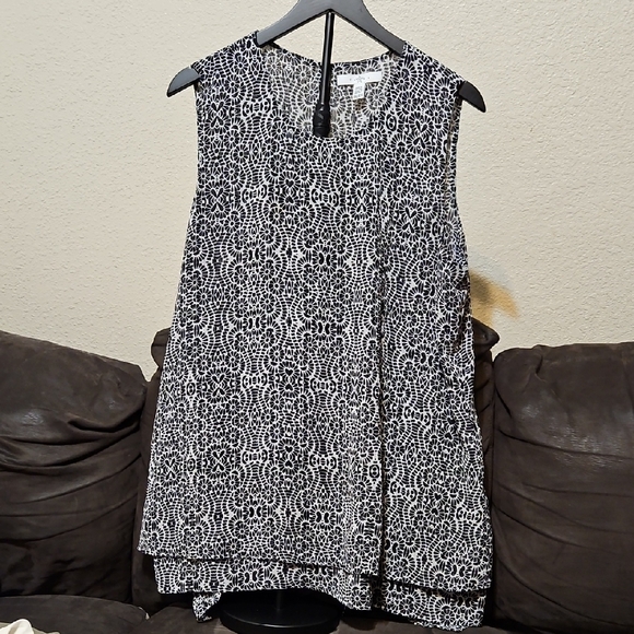 Fever Tops - Fever Monochrome Patterned Sleeveless Top